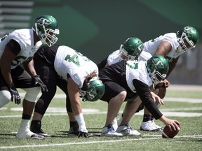 A broken leg suffered by left guard Philip Blake on Saturday, means another shuffle along the offensive line for the Saskatchewan Roughriders.
