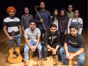 Cast and crew of Lexeme Theatre's upcoming production, Manto On Air: (Back row, from left) Avtar Singh, Chris Carswell, Ahmed A Cheema, Mishal Saifullah, Ayesha Mohsin, Sukhmeen Maan, Navjot Kaur; (front row, from left) Rajveer Sandhu, Hassan Siddiqui and Gill Arsh.