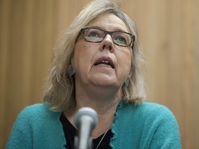 Green Party of Canada Leader Elizabeth May at a press conference on Feb. 22, 2019 in Vancouver, B.C.