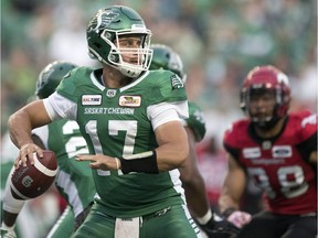 A run of bad luck for quarterback Zach Collaros as a member of the Saskatchewan Roughriders began during this June 8, 2018 CFL pre-season game against the visiting Calgary Stampeders.