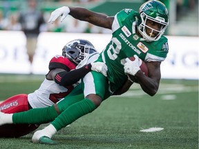 Jordan Williams-Lambert, shown with the Saskatchewan Roughriders last season, was signed a contract extension on Wednesday after being cut by the NFL's Chicago Bears.
