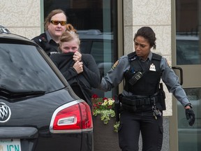 Alena Pastuch as she appeared at the time of her conviction on June 27, when bail was revoked. She didn't personally attend court Thursday for sentencing submissions but appeared via video.