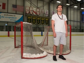 Tyadg McGauly, a former junior hockey player who has created a hockey camp for Indigenous youth, stands in the Co-operators Arena.