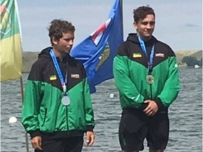 Christian Patterson of Regina, left, and Jayden Hingley of Saskatoon combined for 22 medals at the 2019 Western Canada Summer Games.