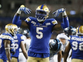 Former Saskatchewan Roughriders defensive end Willie Jefferson has had many reasons to celebrate with the Winnipeg Blue Bombers this season.