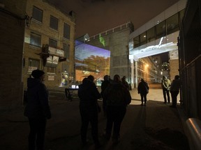 Floating World Remix by Ian Campbell and Ernie Dulanowsky at Nuit Blanche in 2018. (TROY FLEECE / Regina Leader-Post)