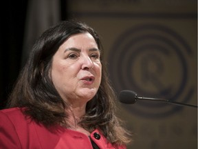 University of Regina president Vianne Timmons gives her annual State of the University Address at the Conexus Arts Centre during the Regina & District Chamber of Commerce luncheon in Regina.