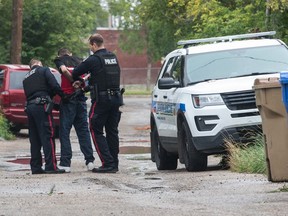 Police apprehend a man following an incident that drew a heavy police presence to the 900 block of Montague Street.