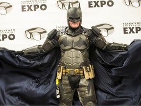 Saskatoon Batman stands for a photo at the Saskatoon Expo held at Prairieland Park on Saturday, Sept. 14, 2019.