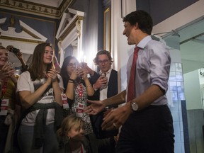 Liberal leader Justin Trudeau prior to speaking at a town hall in in Saskatoon, SK on Thursday, September 19, 2019.