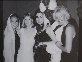 This handout image, courtesy of Time magazine, shows Justin Trudeau wearing brownface at a party in 2001.