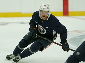 Edmonton Oilers captain Connor McDavid skates at training camp in Edmonton on Friday September 13, 2019. (PHOTO BY LARRY WONG/POSTMEDIA)