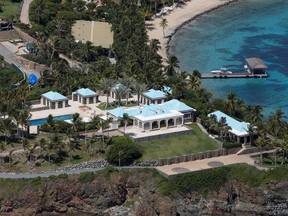 Facilities at Little St. James Island, one of the properties of financier Jeffrey Epstein, are seen in an aerial view, near Charlotte Amalie, St. Thomas, U.S. Virgin Islands July 21, 2019.