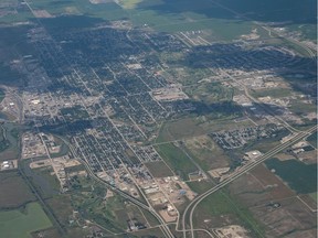 An aerial view of Moose Jaw, Saskatchewan.