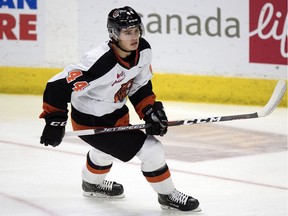 Medicine Hats Tigers rookie Cole Sillinger in action against the Regina Pats at the Brandt Centre.