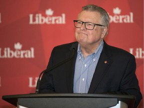 Ralph Goodlale addresses his supporters after losing his seat in Regina.