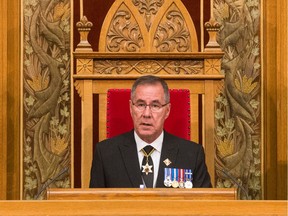 Lt.-Gov. Russ Mirasty delivers his first throne speech at the Saskatchewan Legislative Building marking the opening of the 28th Legislature.