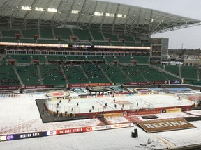 The Regina Pats and Calgary Hitmen faced off in the WHL Prairie Classic on Sunday at Mosaic Stadium.