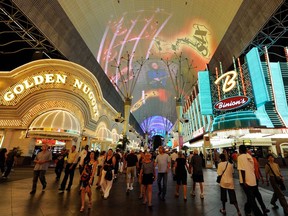 A general view of the Golden Nugget Hotel & Casino (left) and Binion's Gambling Hall & Hotel on Fremont Street July 19, 2011 in Las Vegas, Nevada.