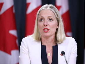 Environment Minister Catherine McKenna at a news conference in Ottawa on June 18, 2019.