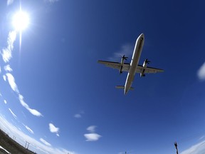 An airplane arrives at Regina International Airport.