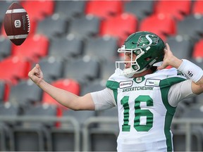 Rookie Isaac Harker was the victorious quarterback Saturday when the Saskatchewan Roughriders defeated the Edmonton Eskimos 23-13 to clinch first place in the CFL's West Division.