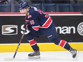 Carson Denomie made his debut with the Regina Pats on Tuesday in a 2-1 loss to the visiting Swift Current Broncos.