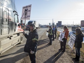 Members of the Teamsters Canada Rail Conference union picketed outside the entrance to the Canadian National Railway's Chappell Yard in Saskatoon on Wednesday, November 20, 2019. The conductors and other CN employees went on strike at midnight on Tuesday.