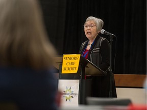 REGINA, SASK : November 23, 2019  --  Panelist Audrey Nerbas speaks at a seniors summit held at the mamaweyatitan centre. BRANDON HARDER/ Regina Leader-Post
