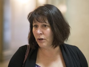 Jackie Christianson, chairperson of the CUPE Education Workers Steering Committee, inside the Legislative Building in Regina.