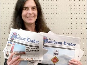 Tara de Ryk, publisher of The Davidson Leader, is holding a contest to find a new owner for the 116-year-old newspaper based in Davidson, Sask. (Photo courtesy of the Davidson Leader)