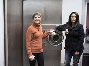 Ann Perry, left, executive director of The Circle Project, and Jenny Strongeagle, board member of The Circle Project, inside their new building (the old Conexus Credit Union branch) on 5th Avenue.