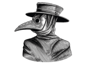 A plague doctor.