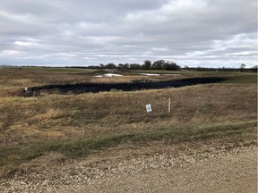 Oil spilled from a section of the Keystone pipeline is seen in Walsh County, North Dakota, U.S., October 30, 2019.