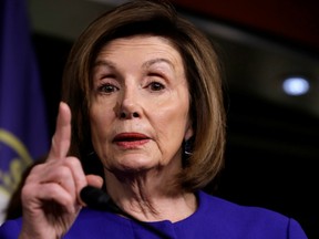 U.S. House Speaker Nancy Pelosi (D-CA) gestures during a news conference on the USMCA trade agreement on Capitol Hill in Washington, U.S., December 10, 2019.