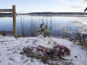 A memorial at a rebuilt home of Suzette Sewap along the shore line of Pelican Lake at Pelican Narrows on Tuesday, November 10, 2015. Sewap's great granddaughter, Denasia Highway, died after apparently re-entering their burning house on Sept. 24, 2013. The Sewaps have since rebuilt their home. (Liam Richards/the StarPhoenix)
