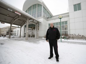 Regina Police Service chief Evan Bray stands outside the former STC building, and upon city council approval, will be the home of the expanded Regina Police Service headquarters in Regina in November 2017.