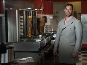 Prairie Donair founder and CEO Joshua Bagchi stands in the Prairie Donair shop on Rochdale Boulevard in Regina, Saskatchewan on December 11, 2019.