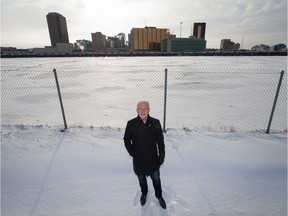 Ward 10 Councillor Jerry Flegel stands near the Dewdney railyard off Dewdney Avenue in Regina, Saskatchewan on Dec. 12, 2019. Flegel is proposing the land be used for recreational purposes, including a potential baseball diamond, and a place to hold farmer's markets. The land is part of the Regina Revitalization Initiative (RRI).