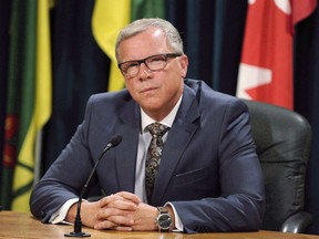 Saskatchewan Premier Brad Wall announces he is retiring from politics during a press conference at the Legislative Building in Regina on August 10, 2017. Wall says he's not interested in running for Conservative party leadership.