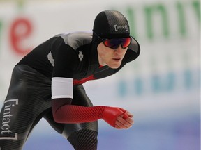 Moose Jaw's Graeme Fish is shown during Saturday's World Cup men's 10,000-metre long-track speed-skating event in Nur-Sultan, Kazakhstan. Fish won the bronze medal — his first individual medal on the World Cup circuit.