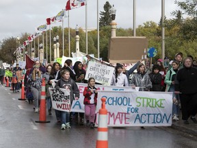 Hundreds of people marched in Regina on Sept. 27, 2019, during the Fridays For Future climate strike.