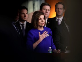 U.S. House Speaker Nancy Pelosi (D-CA) speaks during a news conference on the USMCA trade agreement on Capitol Hill in Washington, U.S., December 10, 2019.