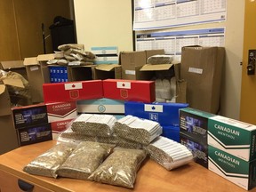 A photo of cigarettes seized by the RCMP from a business in Pelly, Saskatchewan.