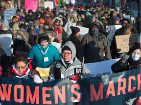 The Regina Women's March makes its way down Cornwall Street in Regina, Saskatchewan on Jan 18, 2020. BRANDON HARDER/ Regina Leader-Post