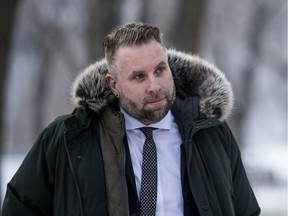 Former nightclub owner Skipp Anderson arrives at Saskatoon Court of Queen's Bench for the beginning of his re-trial in Saskatoon on Jan. 21, 2020.