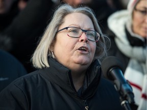 REGINA, SASK : January 21, 2020  -- Saskatchewan Federation of Labour president Lori Johb speaks during a Unifor rally being held outside the Co-op Refinery Complex on Fleet Street in Regina, Saskatchewan on Jan 21, 2020. BRANDON HARDER/ Regina Leader-Post