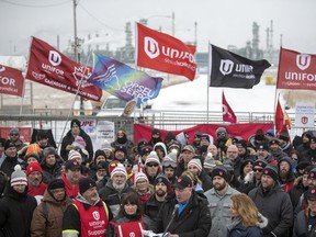 A Unifor rally was held at Refinery Gate 7 in Regina on Monday, Jan. 27, 2020.