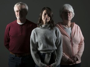 Doug Campbell, left, his wife Glenda Campbell, right, and their daughter Ally Campbell, centre, in the Leader-Post studio in Regina on Wednesday, January 29, 2020.