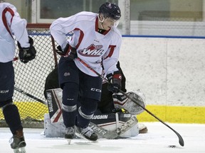 Cole Carrier, shown during practice on Thursday, is hoping to become a mainstay with the Regina Pats.